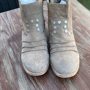 MIA Taupe Suede Studded Ankle Boots